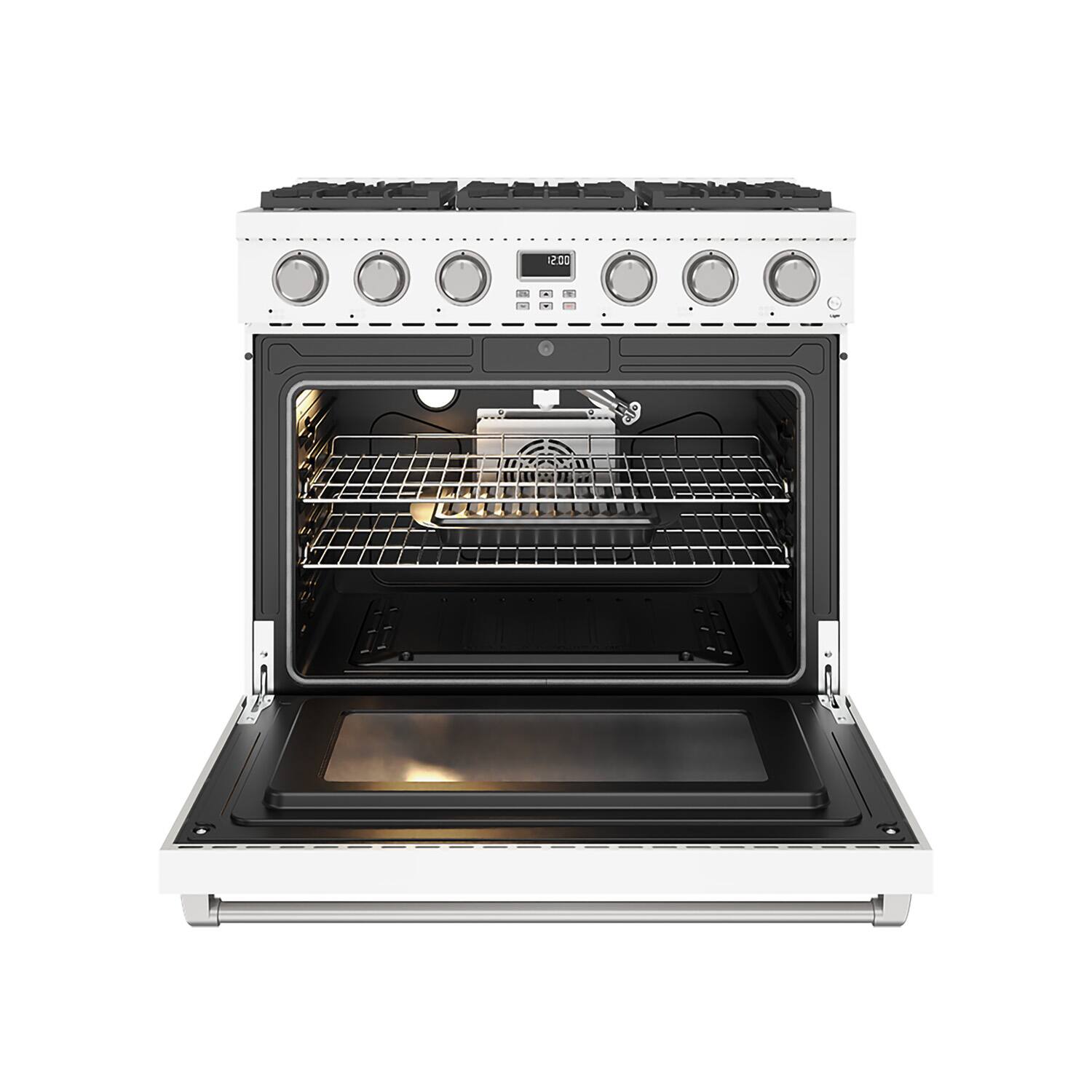Back. Thor Kitchen - 6.0 Cu. Ft. Freestanding Gas Convection Range - Matte white.