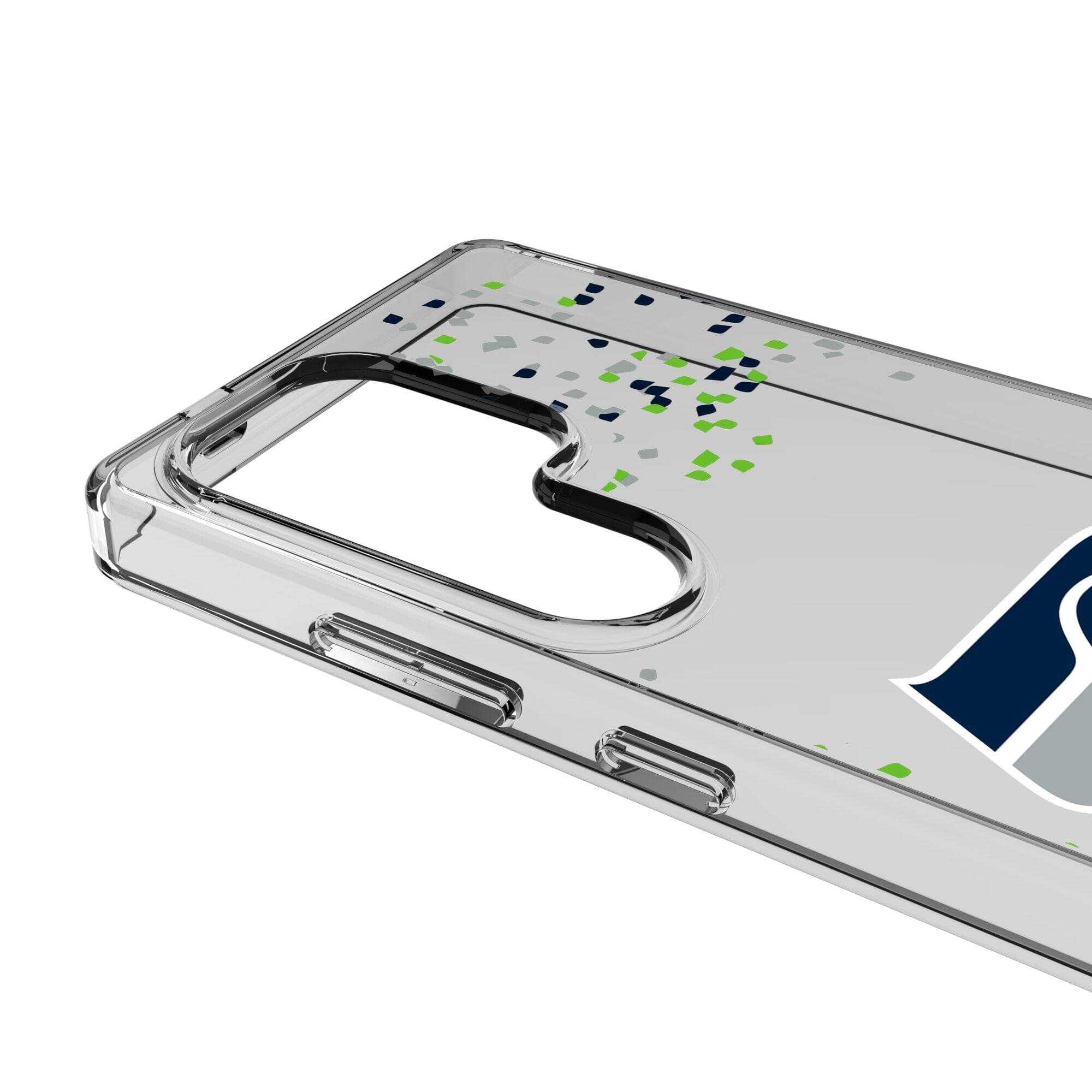 Alt View 2. Keyscaper - Seattle Seahawks Galaxy Clear Case with Confetti Design - S23 - Multicolor.