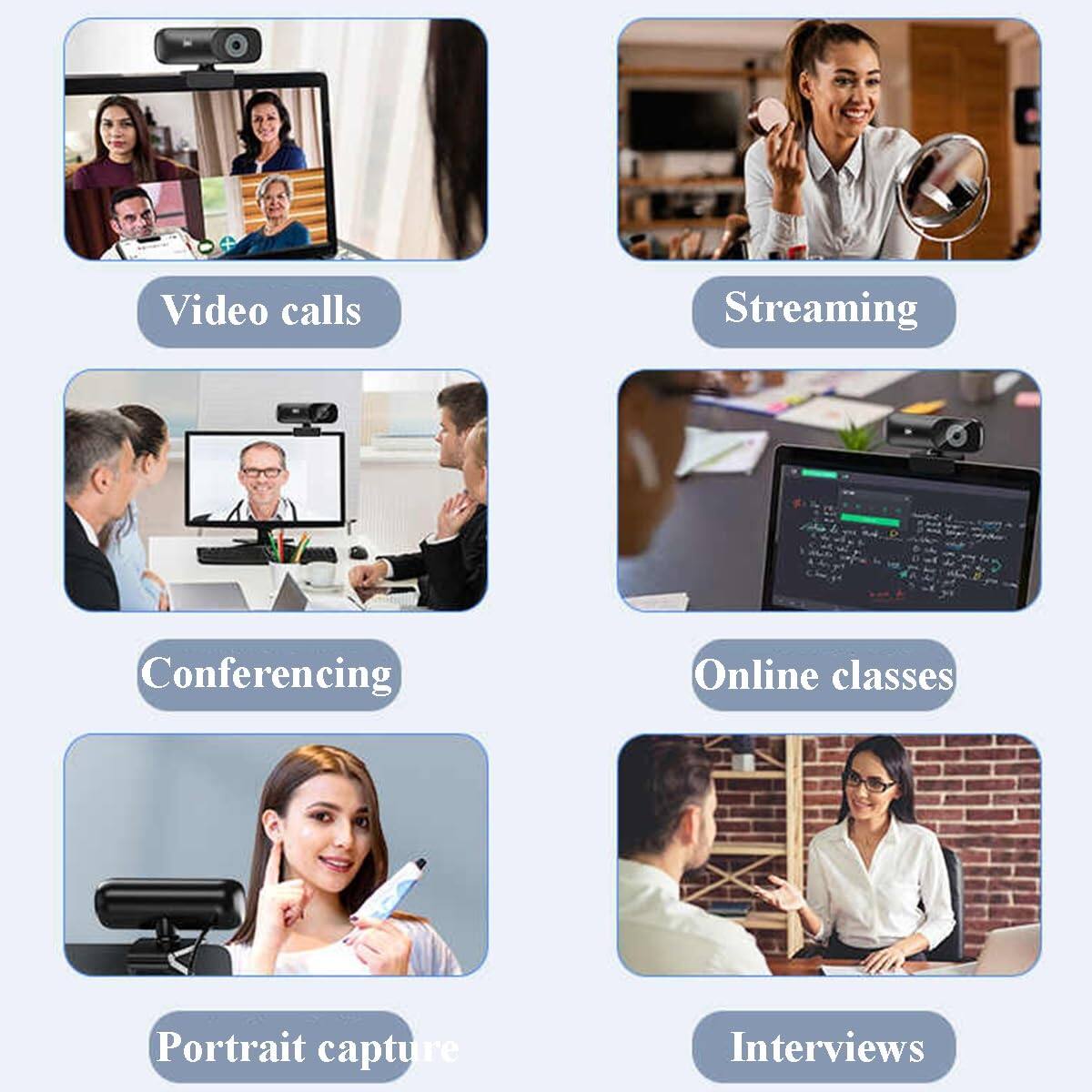Video calls  
Streaming  
Conferencing  
Online classes  
Portrait capture  
Interviews