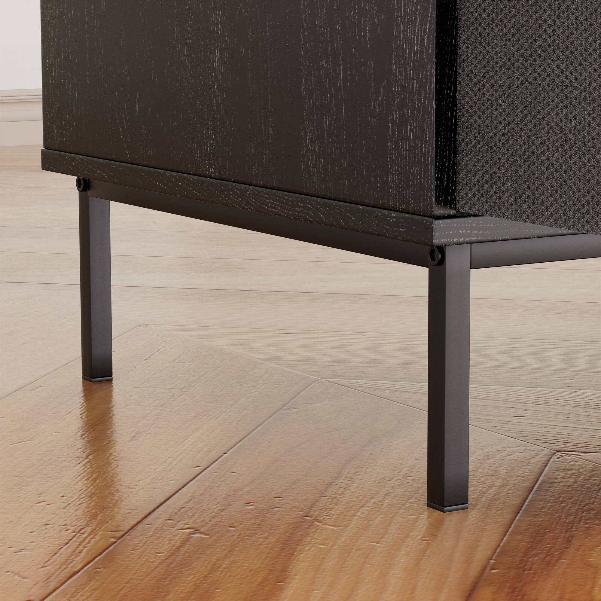 Alt View 6. Spaco - Spaco Record Player Stand with Adjustable Shelves, Holds 350+ Vinyls, Media Console with Speaker Shelf and 2 Drawers - Black.