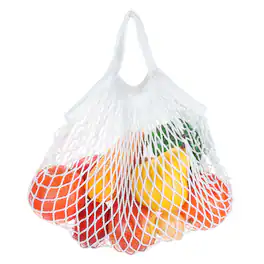 Unique Bargains - Reusable Mesh Produce Bag, Washable Net Portable Fruit Veg Bag, Cotton String Short Handle for Grocery Shopping - White