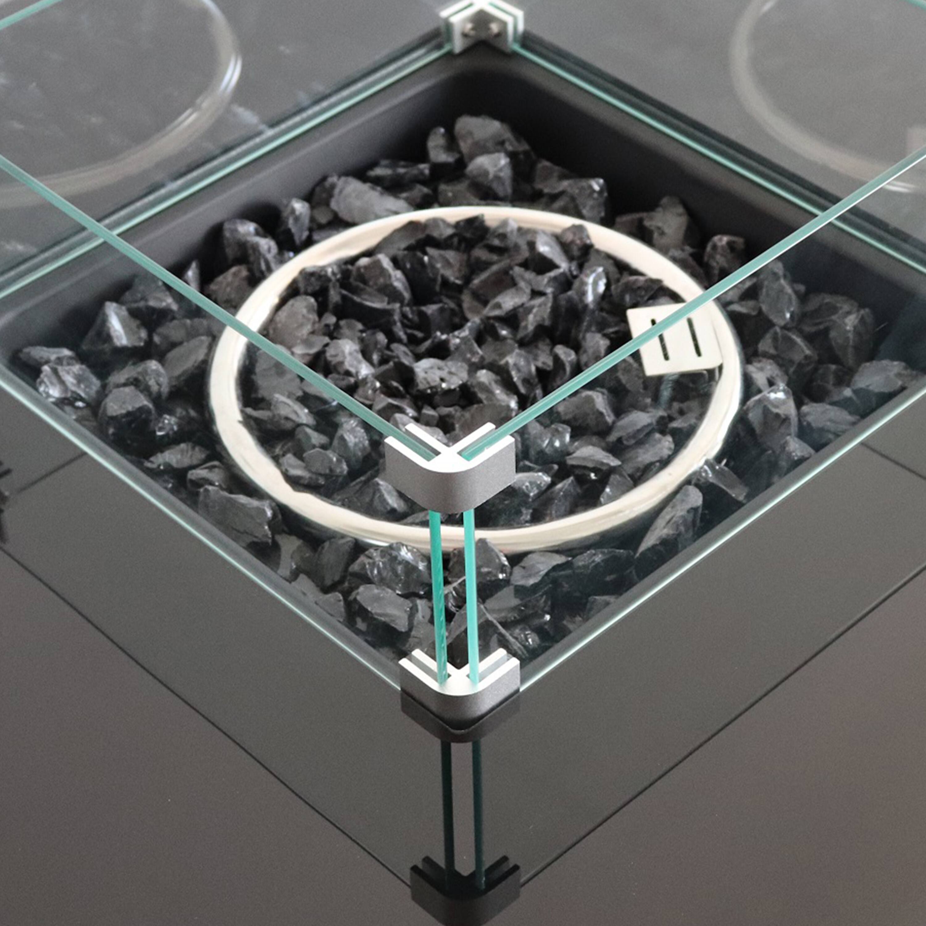 Left. Mondawe - 25" H x 30" W Steel Outdoor Fire Pit Table with Lid - Gray.