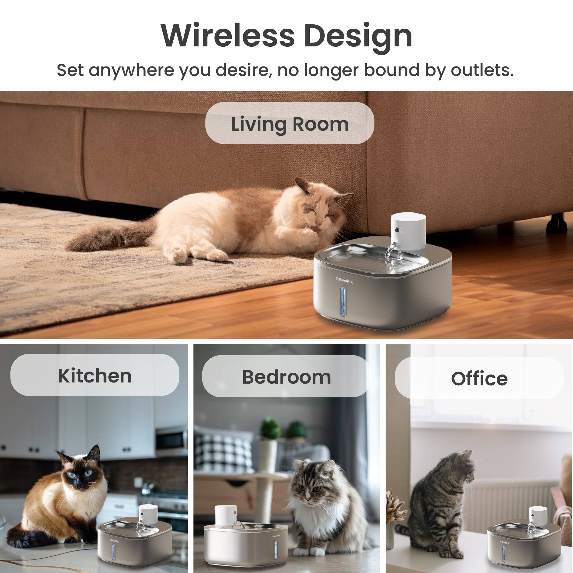 Wireless Design  
Set anywhere you desire, no longer bound by outlets.  

Living Room  
Kitchen  
Bedroom  
Office