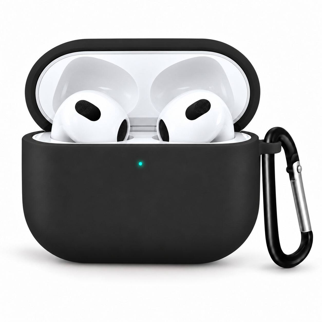 Front. Entronix - Entronix AirPods 3rd Generation Case - Soft-Touch Liquid Silicone Protection - Black.