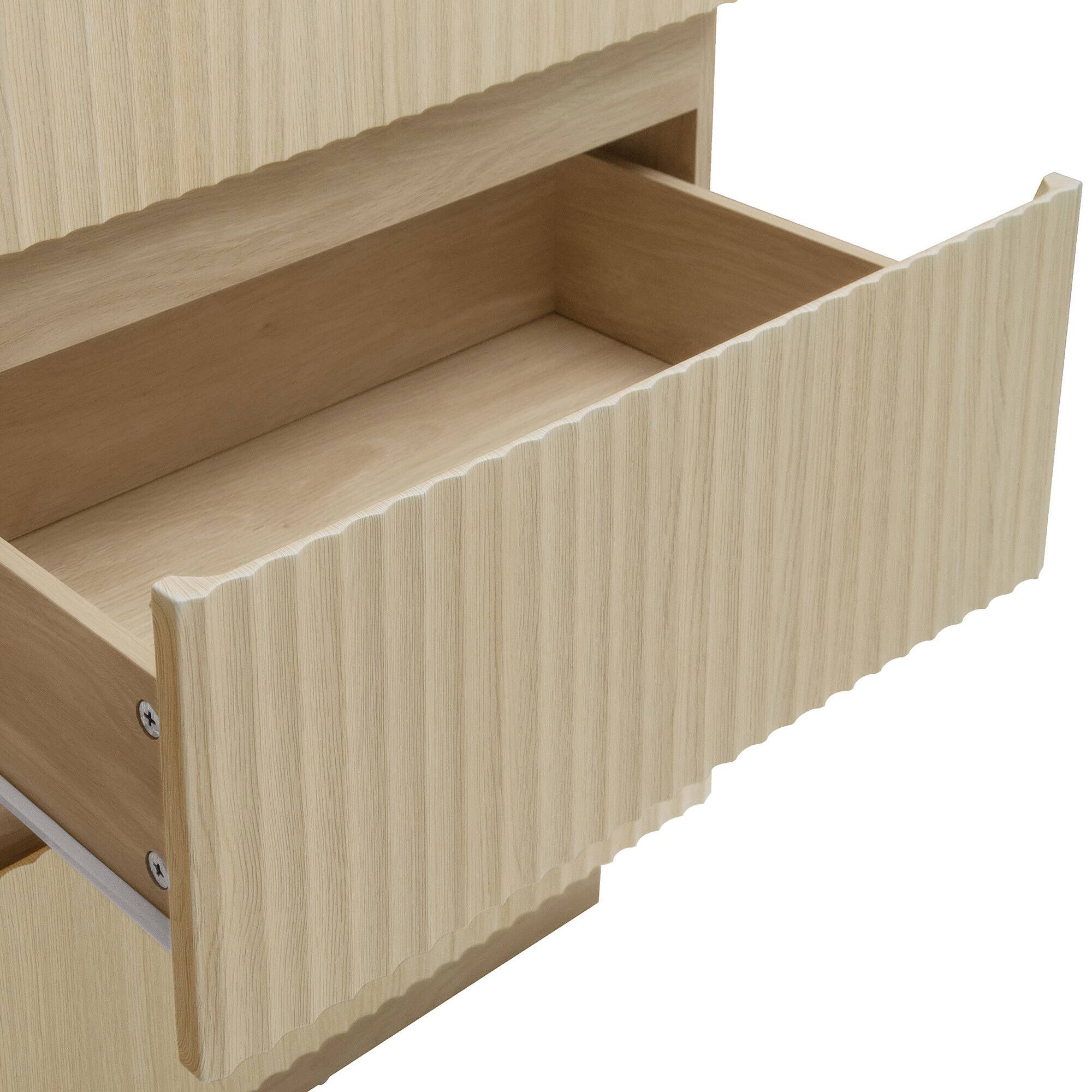 Alt View 1. Spaco - Spaco 47.24" Fluted Modern 6-Drawer Dresser, Double Dresser with LED, for Bedroom, Living Room, Hallway - Natural.