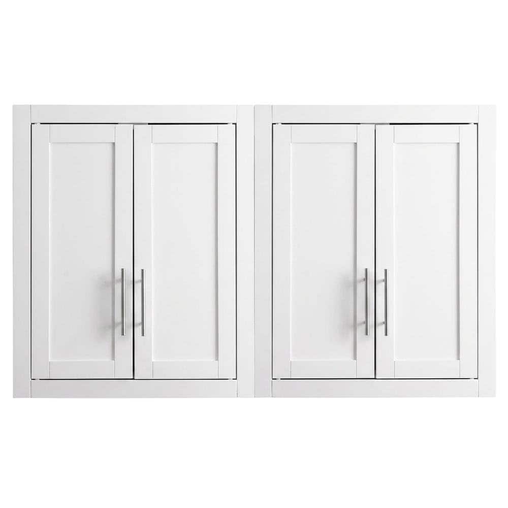 FurniFact - 2-Piece Wall Storage Cabinet Set - White