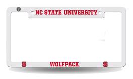 Rico Industries - NC State Univ. Wolfpack - Raised Letter White Plastic License Plate Frame - Multi