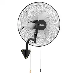 VEVOR - Wall Mount Fan, 20 in Wall Mounted Hanging Fan Oscillating, 3-Speed, Long Airflow Distance, Adjustable Rotation Angle - Black