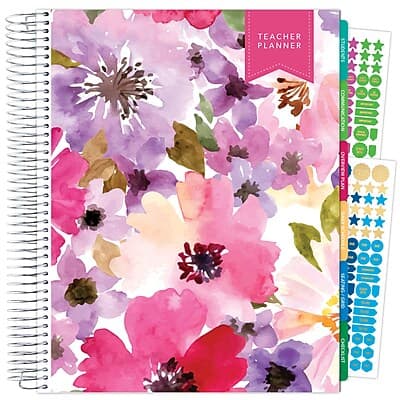 Global Printed Products - Deluxe Spring Floral 8.5" x 11" Academic Teacher Planner, Plastic Cover - Multicolor