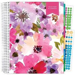 Global Printed Products - Deluxe Spring Floral 8.5" x 11" Academic Teacher Planner, Plastic Cover (NAD-UNDTP-30) - Multicolor