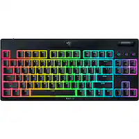 Razer - BlackWidow V4 Low-profile HyperSpeed Wireless TKL Mechanical Orange Tactile Switch Gaming Keyboard with Chroma RGB - Black - Front_Zoom