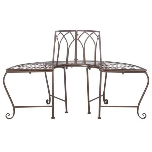 Back. SlickBlue - Outdoor Half-Circle Tree Bench for Patio and Garden Seating - Rustic Bronze.