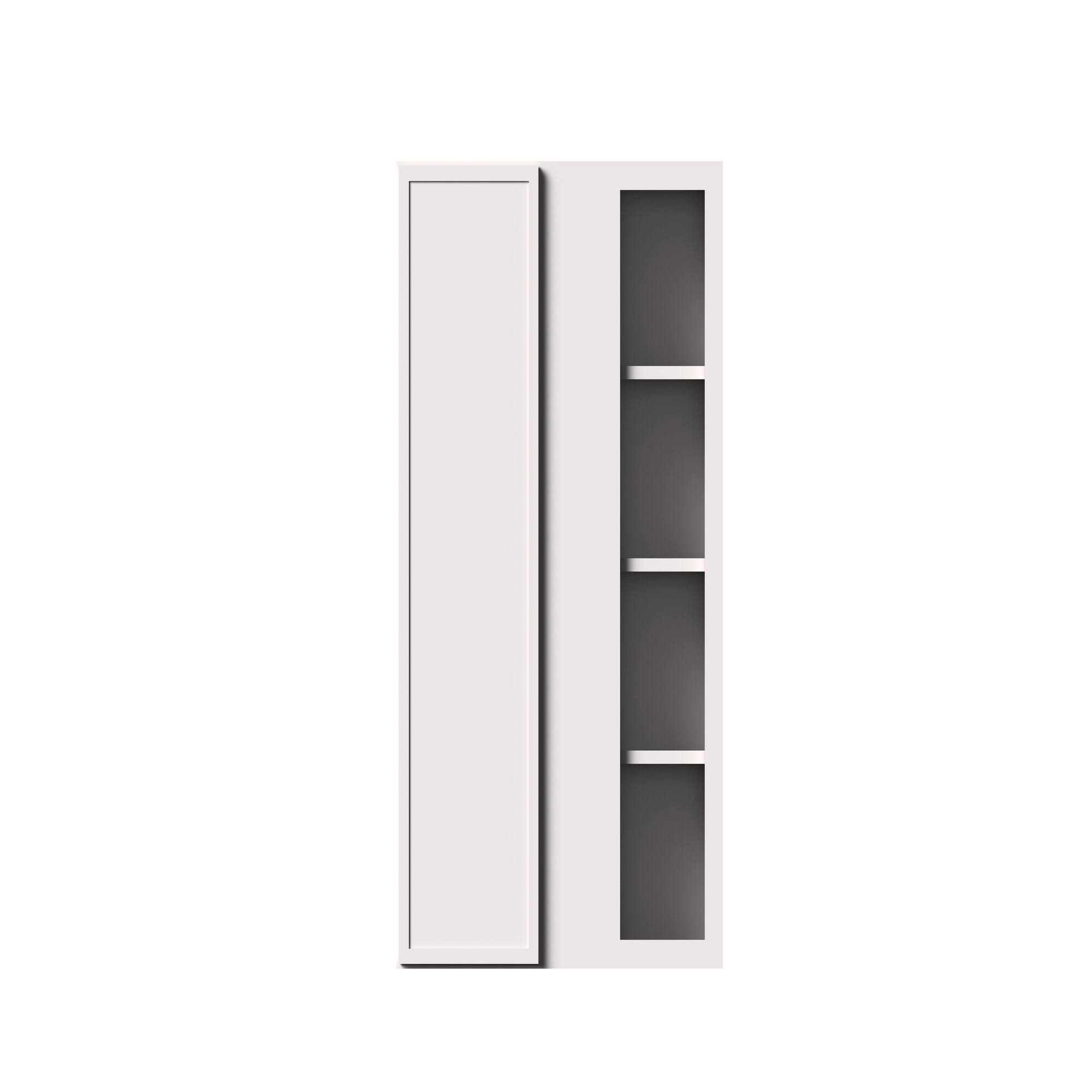 Alt View 1. Boyel Living - 27-in W x 42-in H x 12-in D Slim Shaker RTA Kitchen Corner Wall Cabinet with Soft-Close - Snow White.