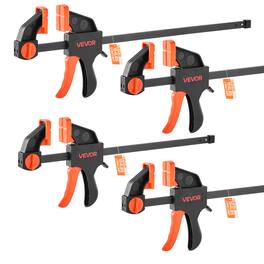 VEVOR - Bar Clamps for Woodworking, 2-Pack 12 inch and 2-Pack 6 inch, One-Handed Clamp/Spreader, Quick-Grip F-Clamp - Orange + Black