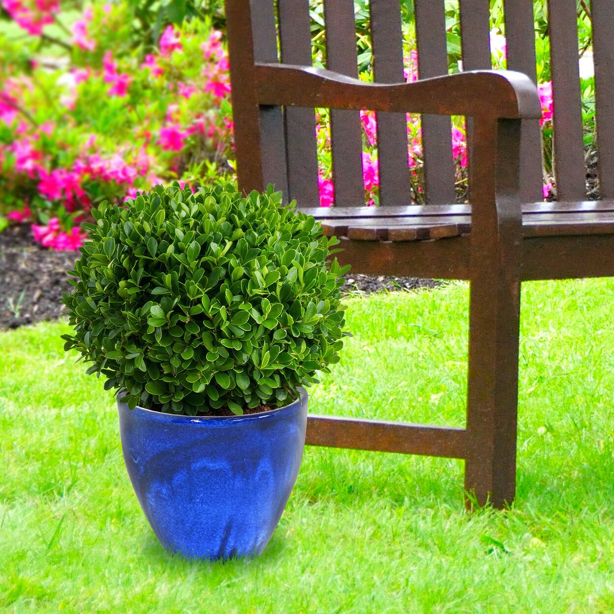 Alt View 8. Sunnydaze - 13.5 in Resort High-Fired Glazed Ceramic Planter - Imperial Blue.