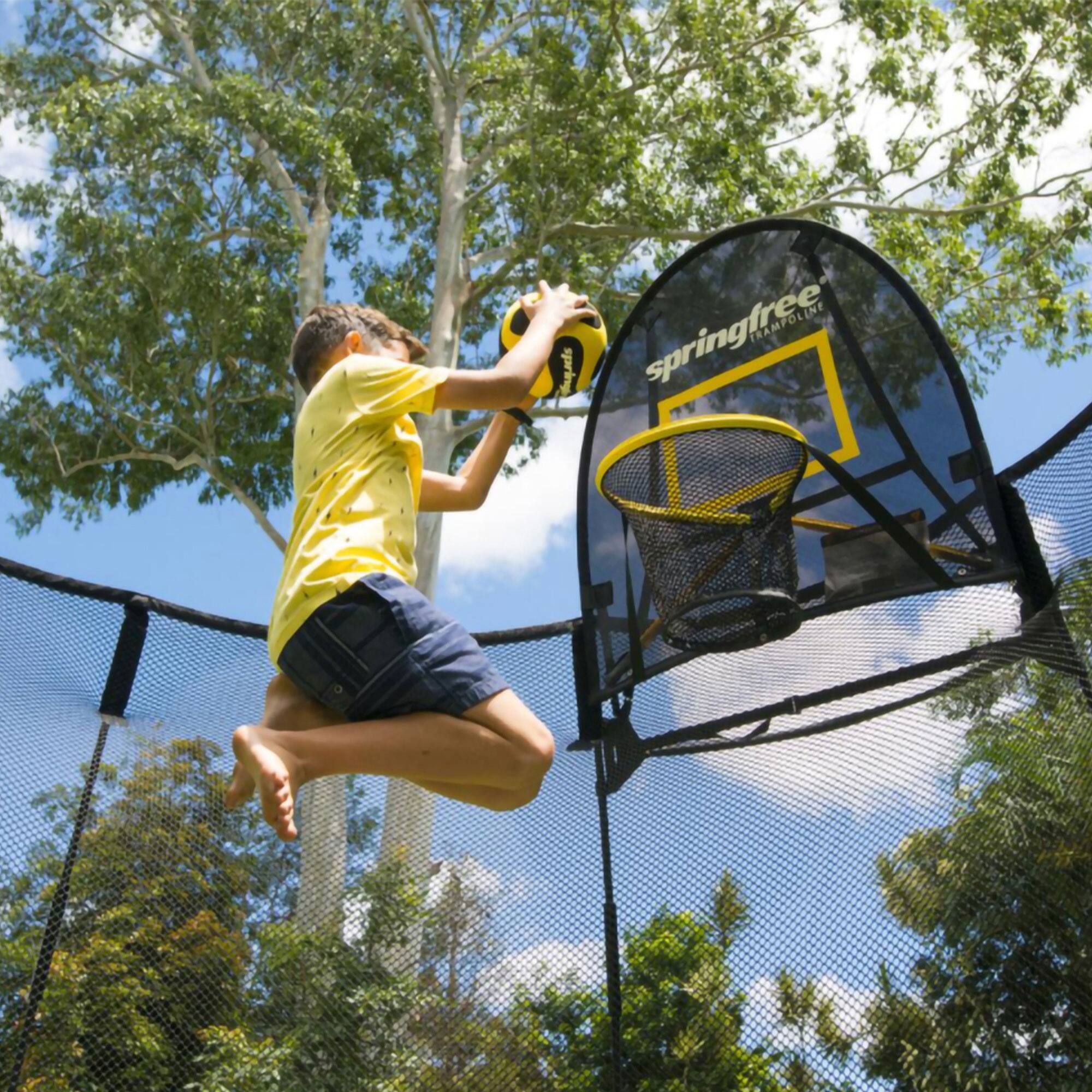 Alt View 8. Springfree Trampoline - Springfree Trampoline 12' x 19' Trampoline with Basketball FlexrHoop and Ladder - Black.