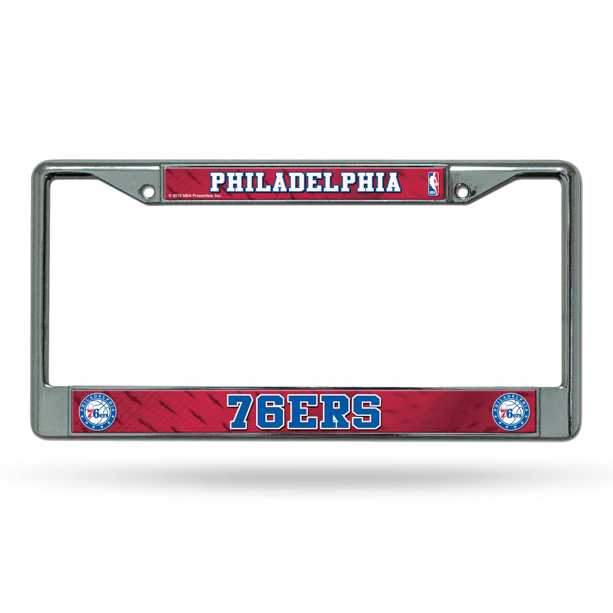 Philadelphia 76ers - 12" x 6" Standard Size - Chrome Metal License Plate Frame