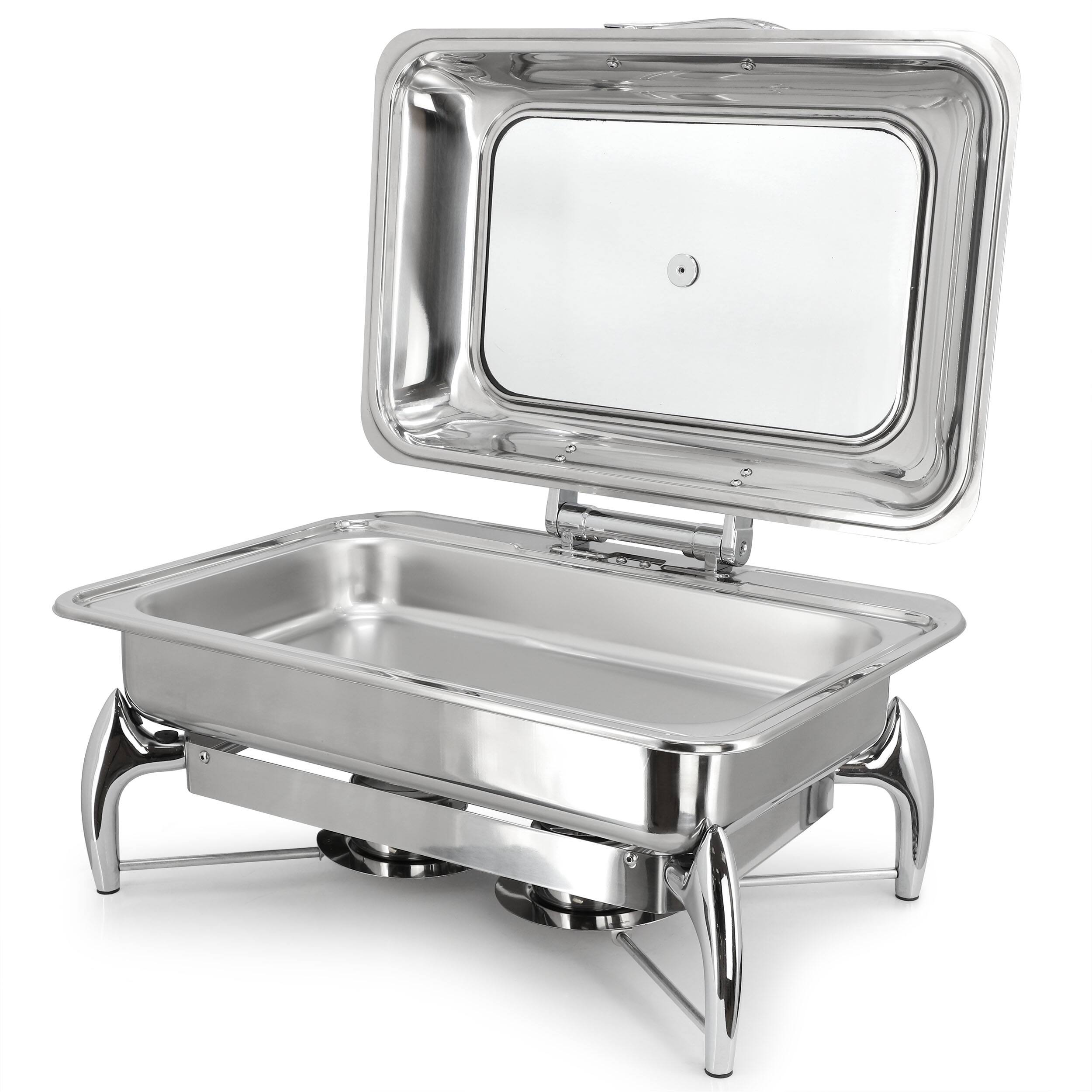 Alt View 2. MegaChef - MegaChef 9.5 Quart Stainless Steel Rectangle Professional Chafing Dish/Food Warmer/Buffet Server Serving Trays - Silver.