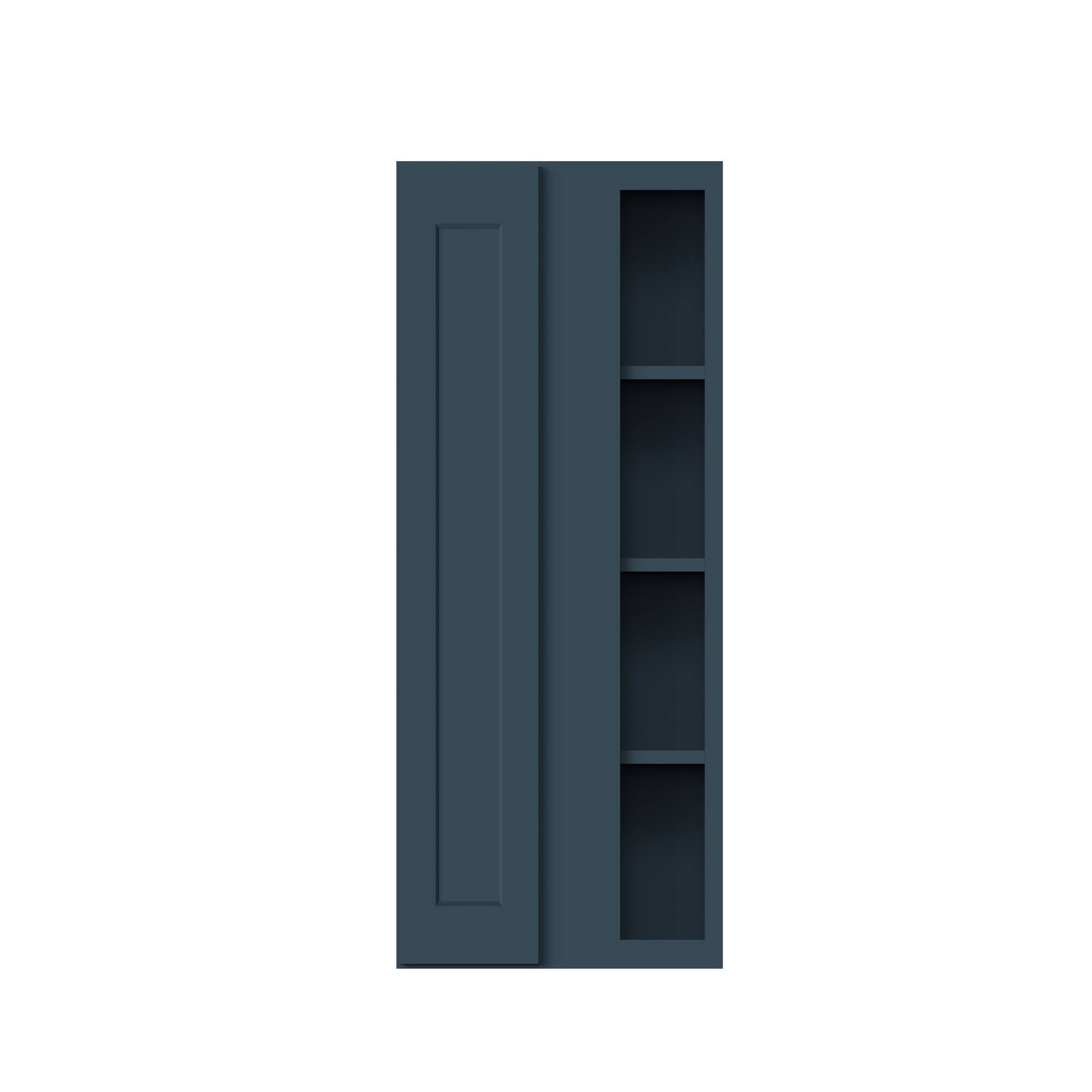 Alt View 1. Boyel Living - 27-in W x 42-in H x 12-in D Shaker RTA Kitchen Corner Wall Cabinet with Soft-Close - Charcoal Blue.