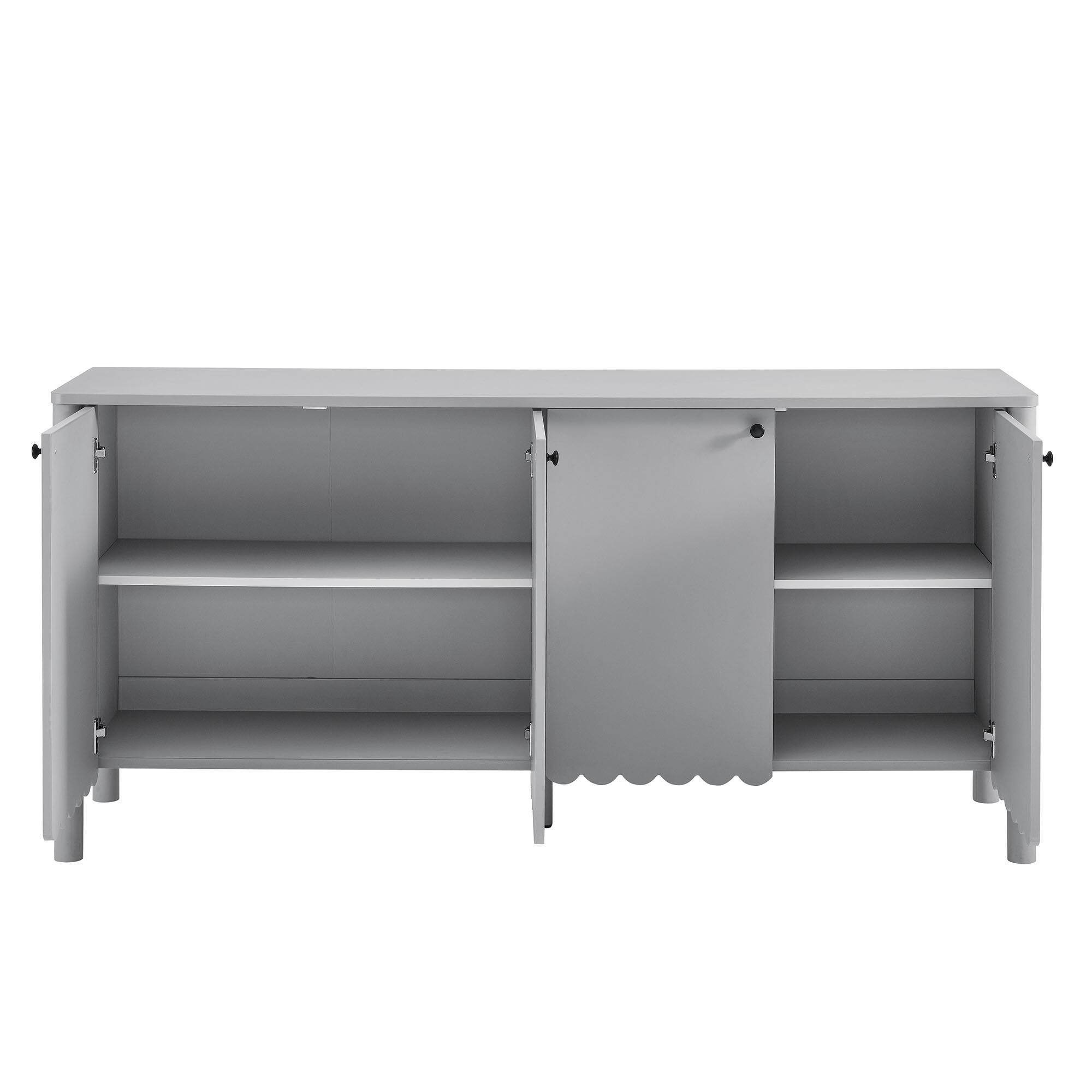 Alt View 5. Modway - Emmeline 66" 4-Door Scalloped Sideboard Cabinet by Modway - Light Gray.