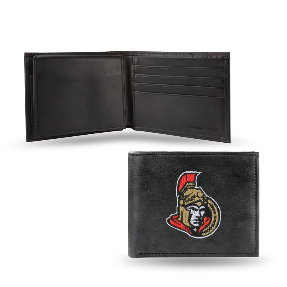 Rico Industries - Ottawa Senators Embroidered Black Leather Passcase Bifold Wallet - Multi