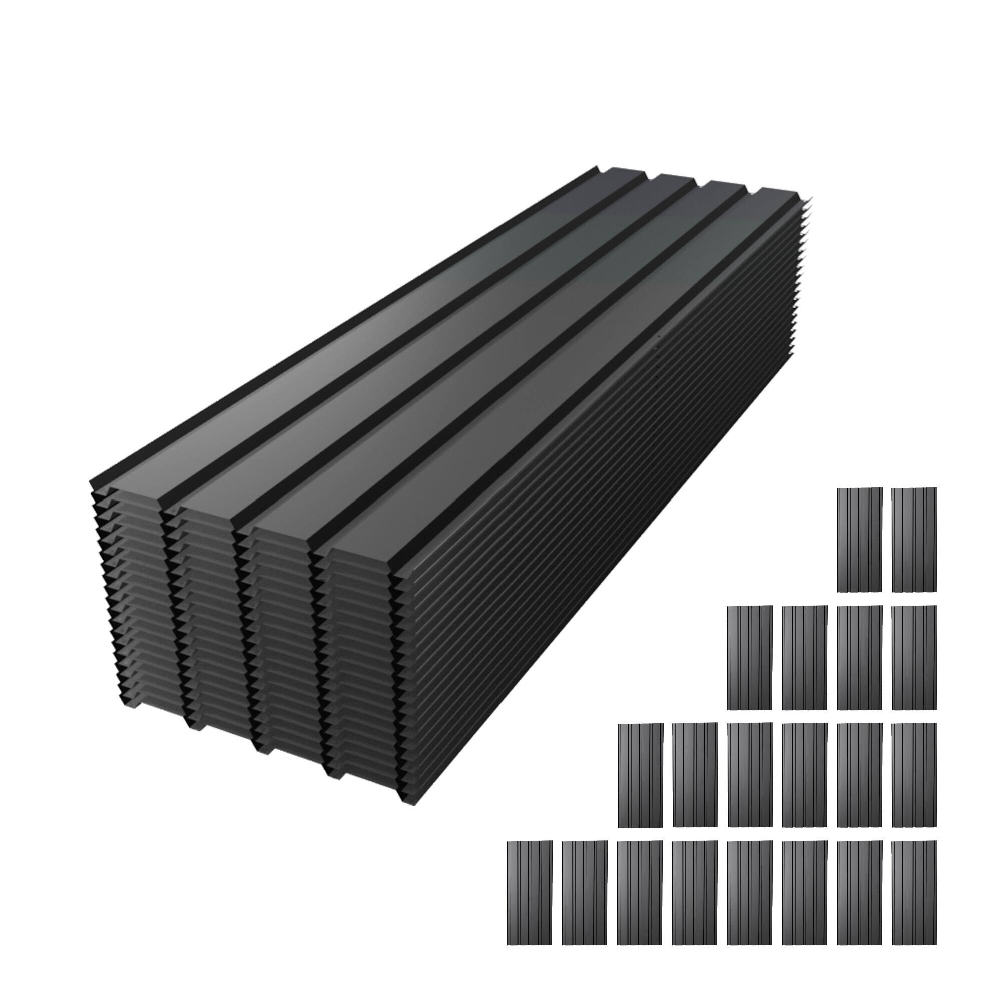 Front. Mondawe - 61in-20 PCS Galvanized Metal Roof Panels Waterproof Corrugated Roofing Sheets Gray - Grey.