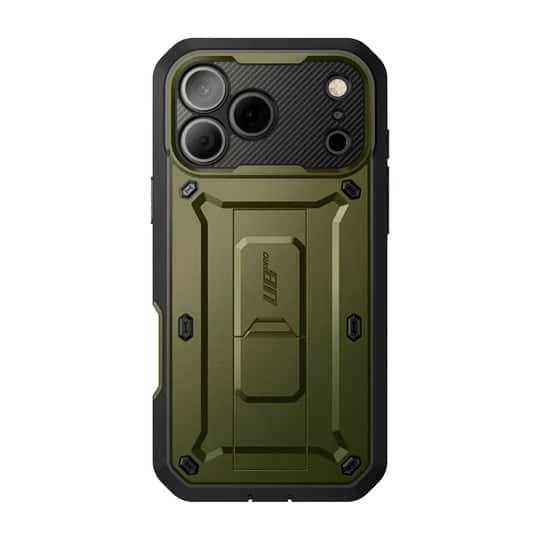 Front. SUPCASE - Unicorn Beetle Pro Rugged Case for iPhone 17 Pro Max – Full-Body Protection with Screen Protector - Dark Green.