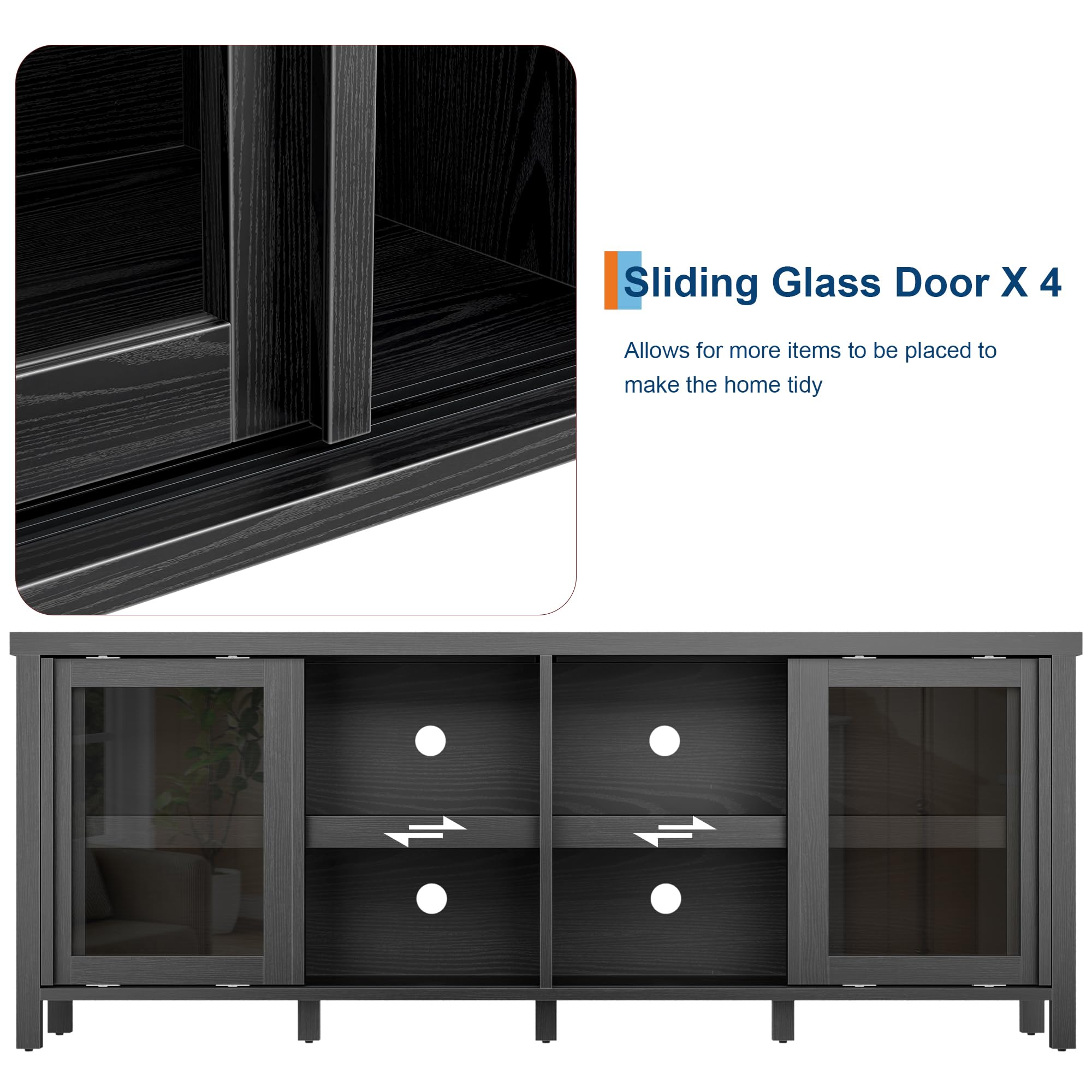 Sliding Glass Door X 4  
Allows for more items to be placed to make the home tidy