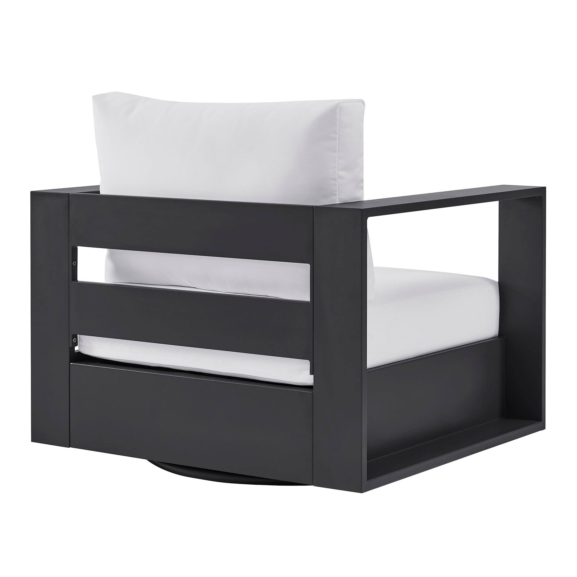 Alt View 3. Modway - Tahoe Outdoor Powder-Coated Aluminum Swivel Armchair by Modway - Gray White.