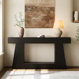Tribesigns - LITTLE TREE 63" Farmhouse Console Table with Storage, Rustic Sofa Table for Entryway, Narrow Long Sofa Table Behind Couc - Black