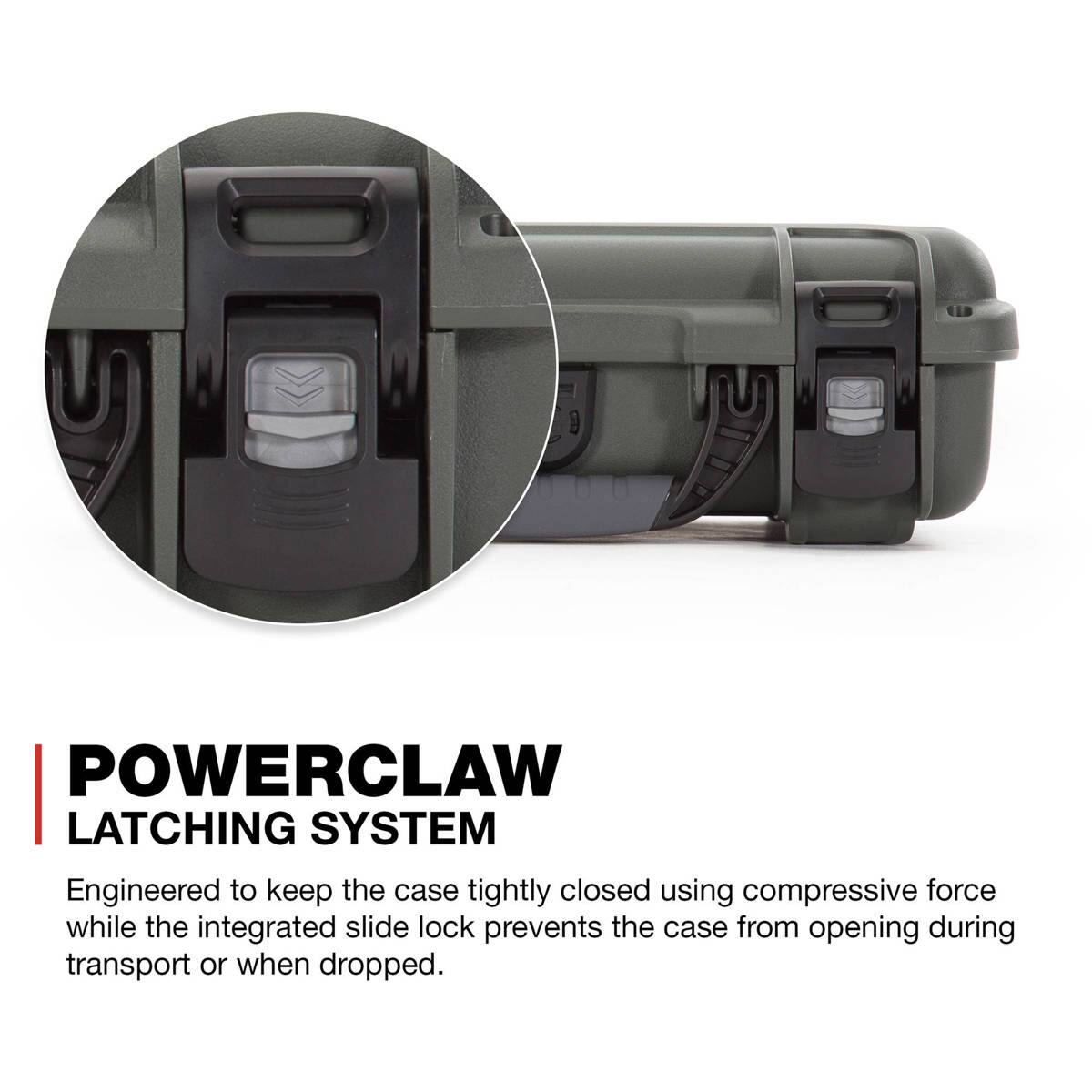 POWERCLAW LATCHING SYSTEM  
Engineered to keep the case tightly closed using compressive force while the integrated slide lock prevents the case from opening during transport or when dropped.