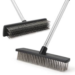 Yocada - Stainless Steel Wire Scrub Brush Broom with 65" Long Handle Heavy Duty