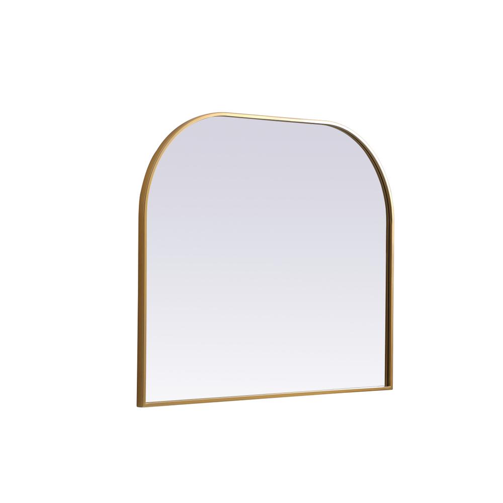 Left. Elegant Decor - Metal Frame Arch Mirror 36x30 Inch in Brass - Brass.