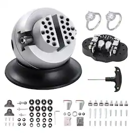VEVOR - Ball Vise, 3" Engraving Setting Tool, 360° Rotation Engraving Block Vise, 70 PCS Attachment Jewelry Engraving Block - Black;Silver