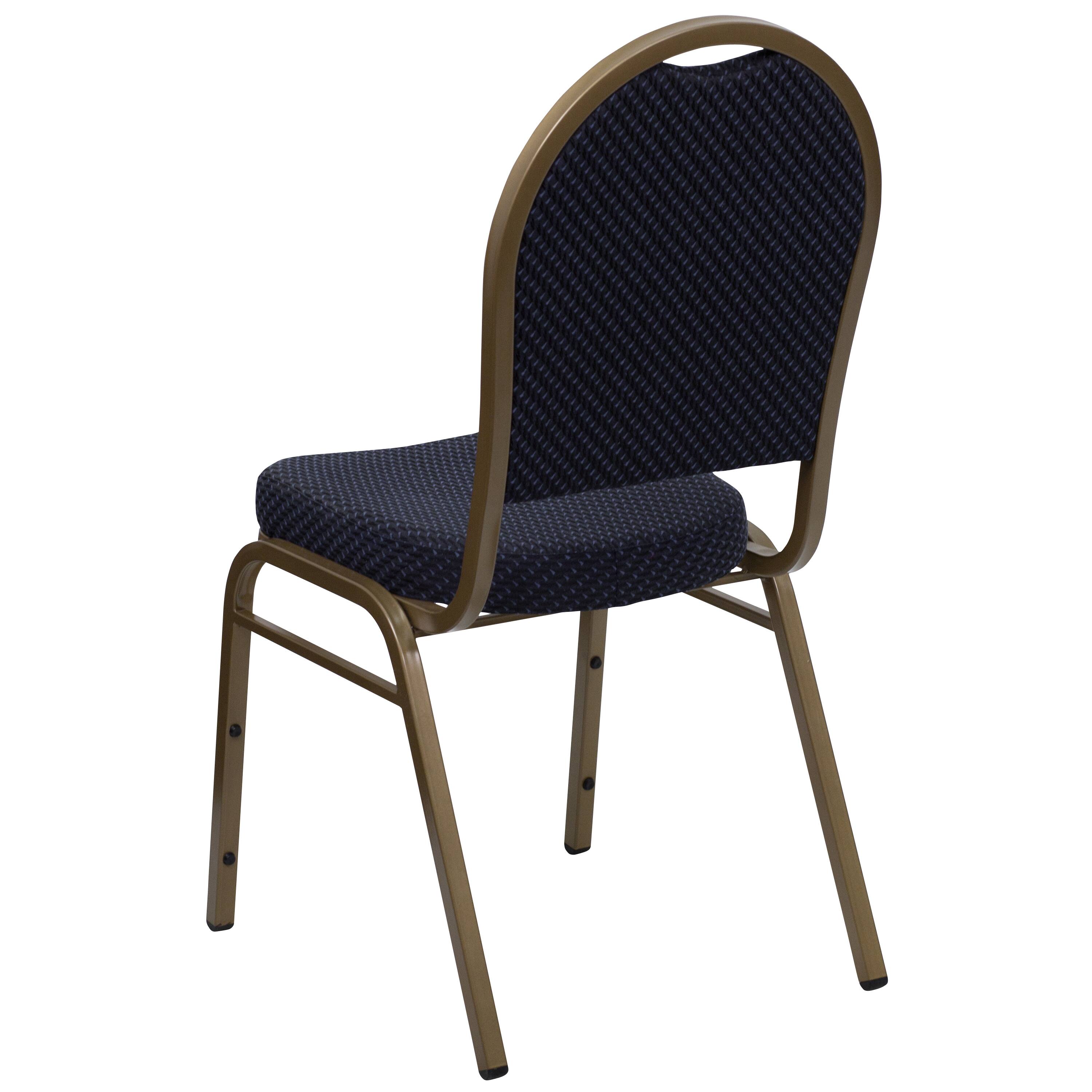 Alt View 5. Emma + Oliver - Dome Back Stacking Banquet Dining Chair - Navy Patterned Fabric/Gold Frame.