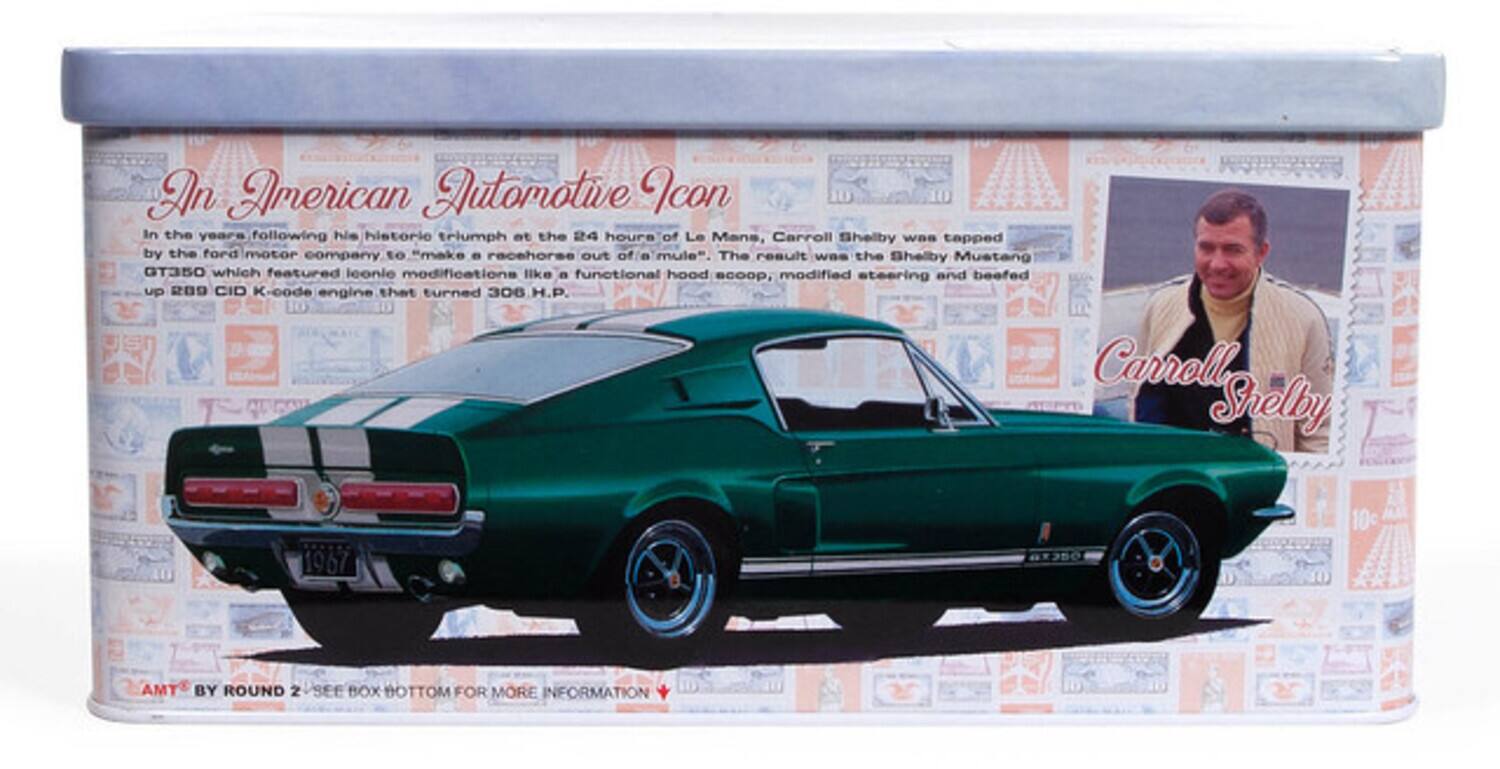 An American Automotive Icon

In the years following his historic triumph at the 24 hours of Le Mans, Carroll Shelby was tapped by the Ford Motor Company to "make a racehorse out of a mule". The result was the Shelby Mustang GT350 which featured unique modifications like a functional hood scoop, modified steering and a beefed-up 289 CID K-code engine that turned 306 H.P.

Carroll Shelby 1967 GT350

10c AMT BY ROUND 2 SEE BOX BOTTOM FOR MORE INFORMATION
