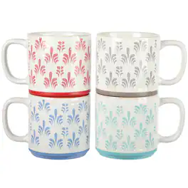 Gibson - Home Morning Mist 4 Piece 18 Ounce Stoneware Mug Set Colors - Assorted