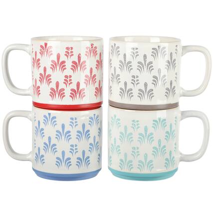 Front. Gibson - Gibson Home Morning Mist 4 Piece 18 Ounce Stoneware Mug Set in Assorted Colors - Assorted.