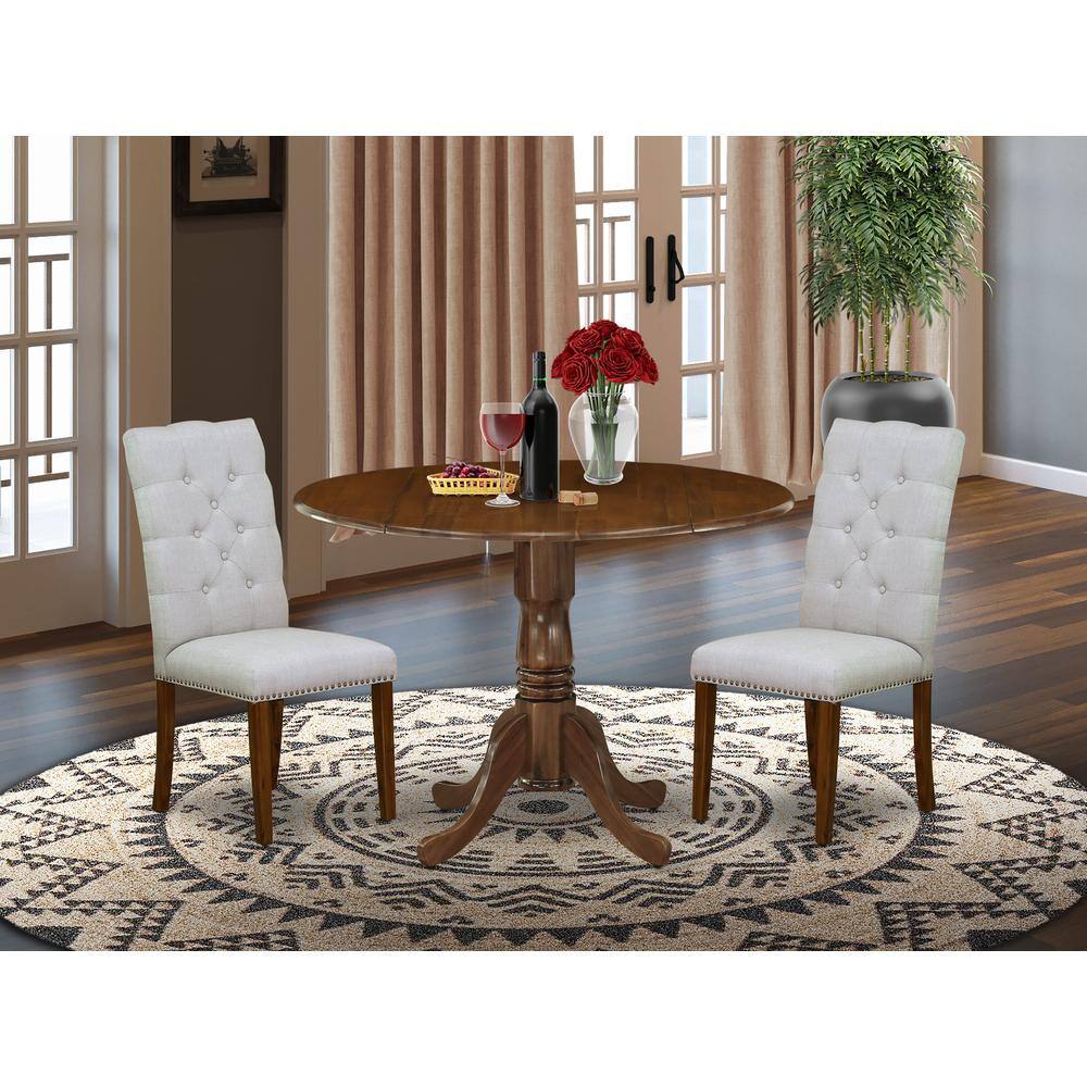 Alt View 3. East West Furniture - 3 Pc Kitchen Set Consist of a Round Dining Table and 2 Parson Chairs - Grey.