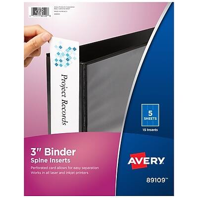 Avery - Binder Spine Inserts, 3" Spine Width, 15/Pack (89109) - White