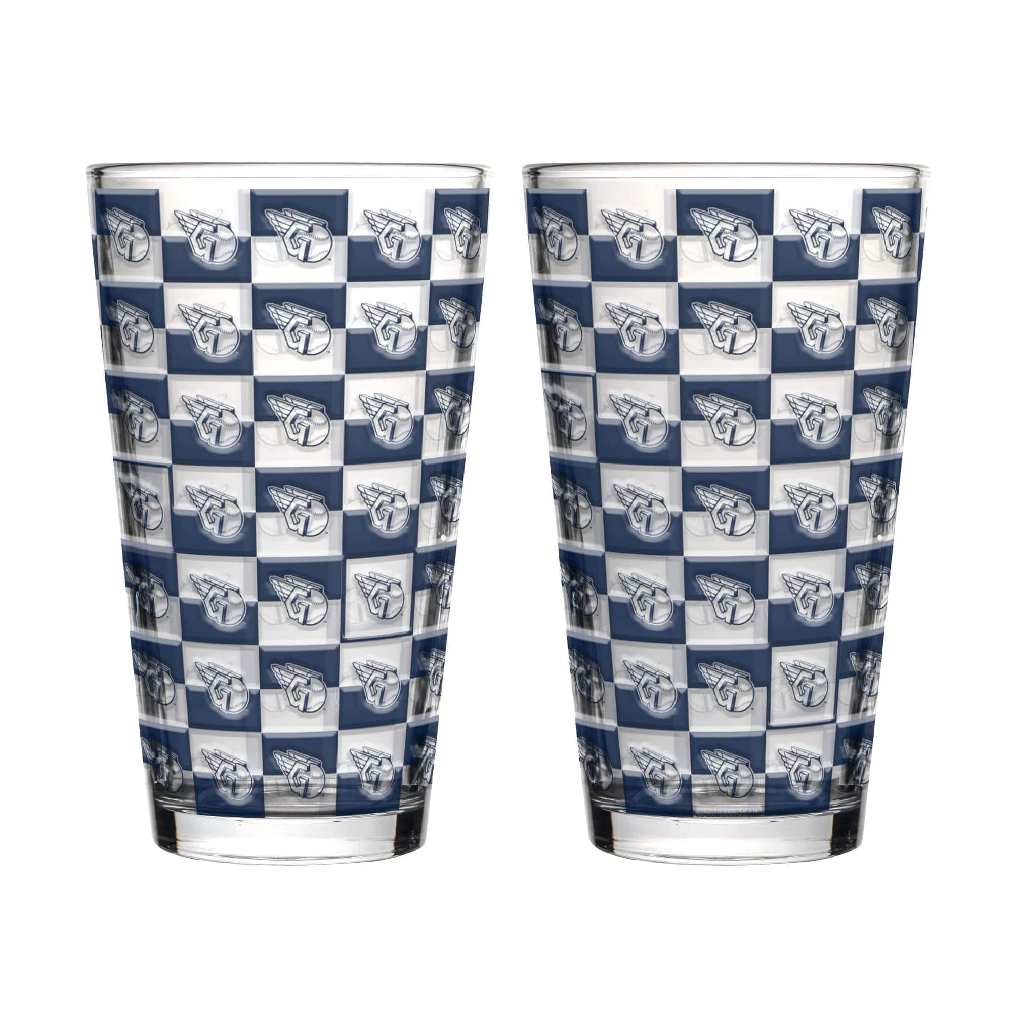 Logo Brands - Cleveland Guardians Two-Pack Gridiron Stained 16oz. Pint Glass Set - Multicolor
