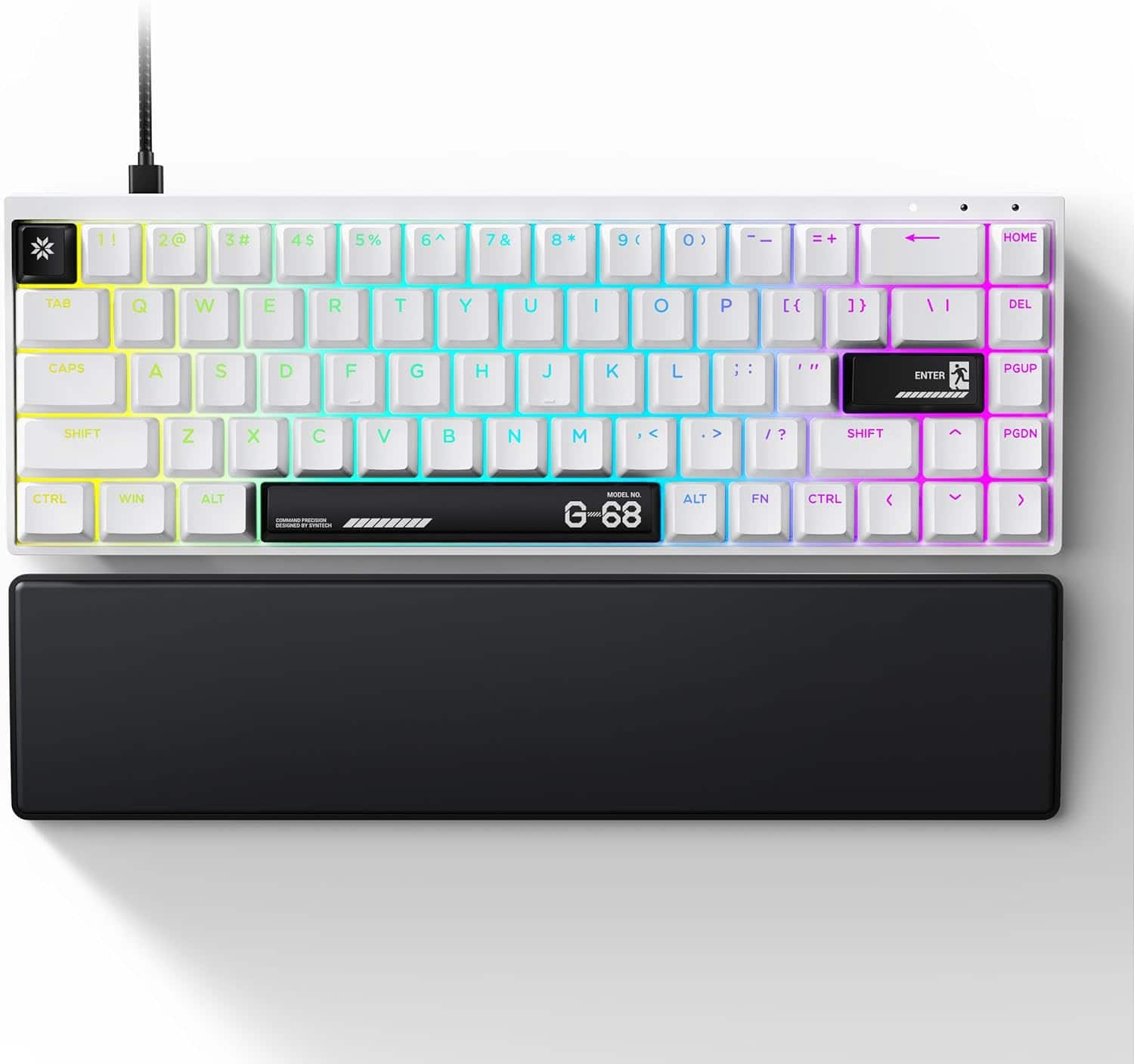 Syntech - Chronos G68HE Hall Effect Rapid Trigger Keyboard, 65% Magnetic, 68 Key, PBT Keycaps, Aluminum Alloy - White