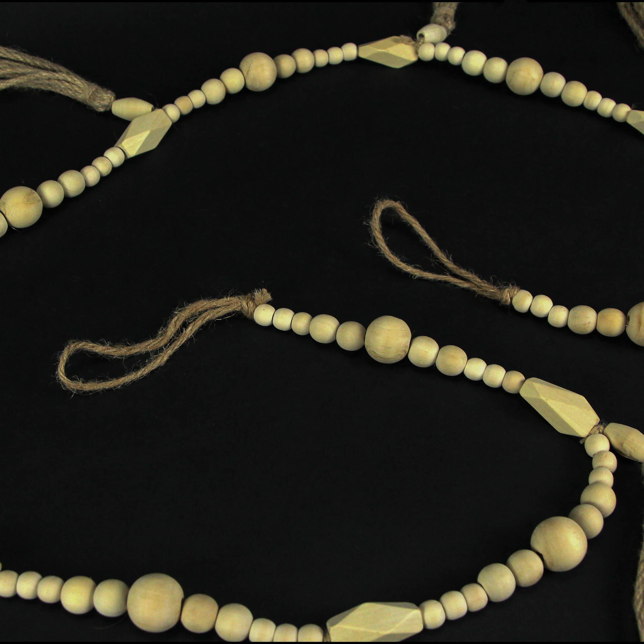 Alt View 4. PD Home & Garden - Bohemian Style Wooden Bead and Jute Rope Tassel Hanging Garland Boho - Tan.