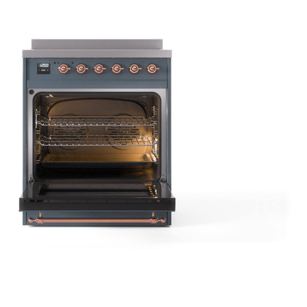 Alt View 4. ILVE - ILVE Nostalgie II 30 inch Induction Range with 4 Induction Elements (Blue Grey) - Blue Grey.