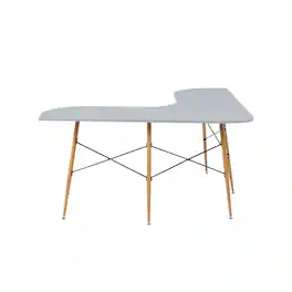 Teamson Home - Roberto L-Shaped Corner Desk with Wood and Metal Details - Gray