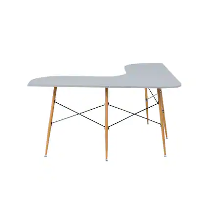 Front. Teamson Home - Roberto L-Shaped Corner Desk with Wood and Metal Details - Grey.