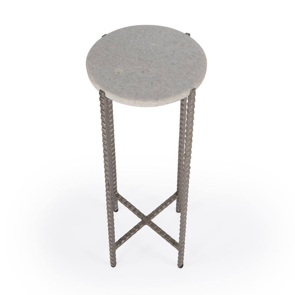 Alt View 3. Butler Specialty - Nigella Marble and Silver Cross Legs Side Table - Multi-Color.
