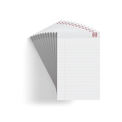 Front. TRU RED - Notepad, 5" x 8", Wide Ruled, 50 Sheets/Pad, Dozen Pads/Pack  - White.
