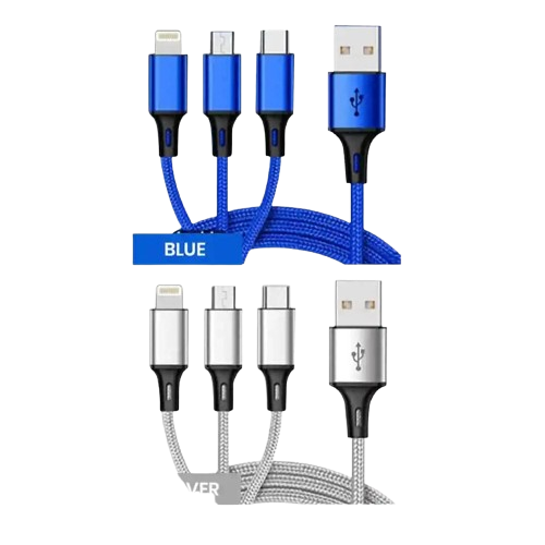 Home Collection - 3-in-1 Fast USB Charging Cable Universal Multi-Function Cell Phone Charger Cord