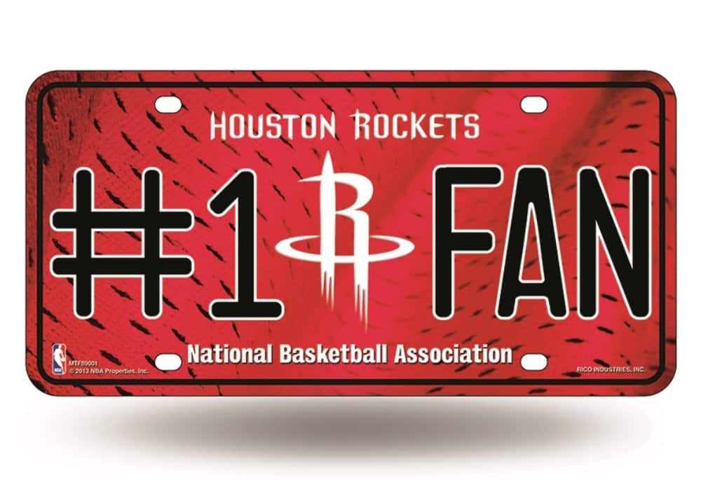 Rico Industries - Houston Rockets #1 Fan Metal License Plate Tag - Number One! Let's Go - Multi